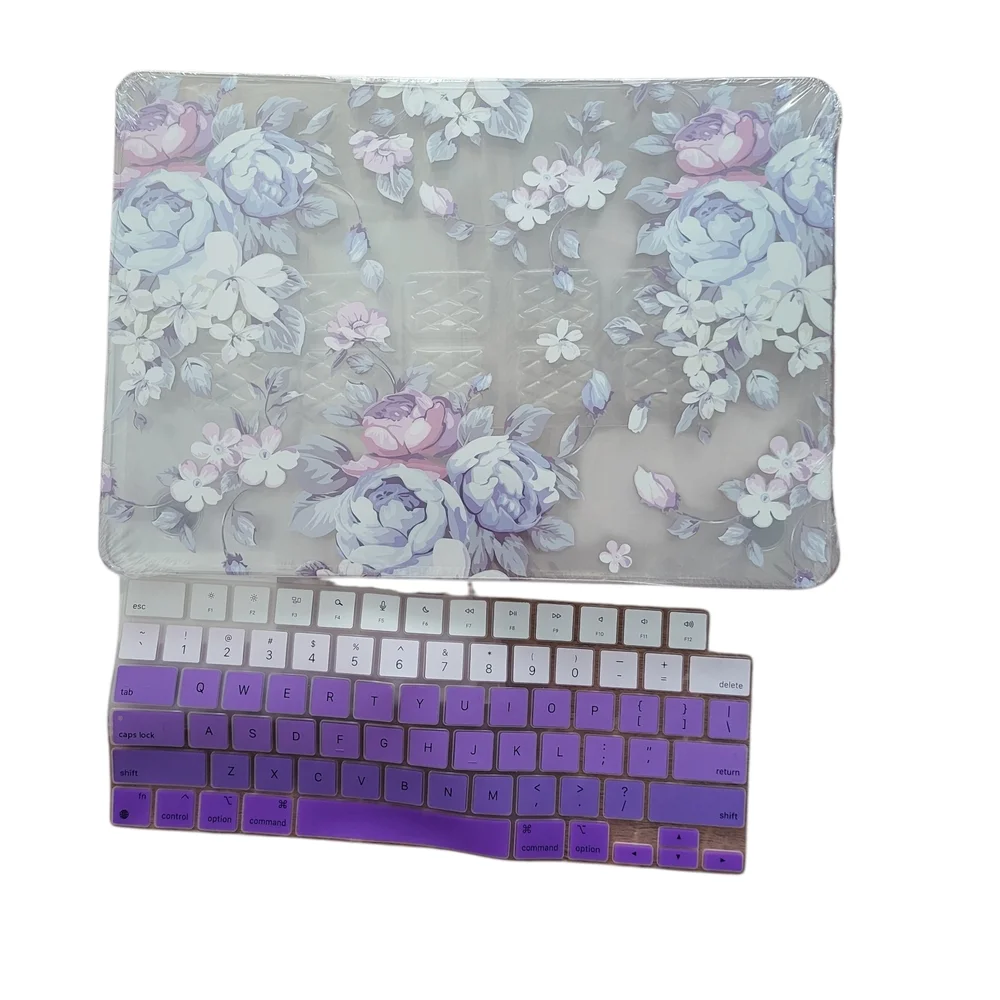 M4 Macbook Floral Laptop Case with Keyboard Cover